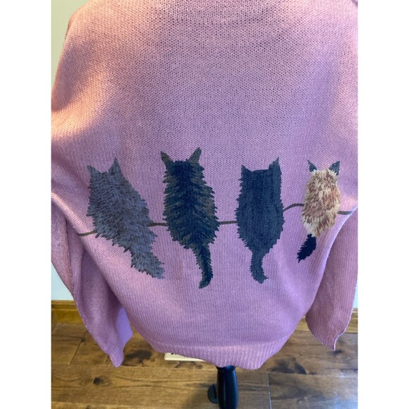 Sweater Crewneck Pink Lightweight Cats Kittens Kitty Feline Calico Tabby Meow! - Picture 5 of 12